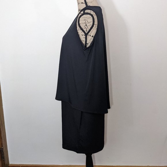 Chico's Dress Women's 1 (Medium) Black Tiered Layered Sleeveless Knee Length - Picture 4 of 11